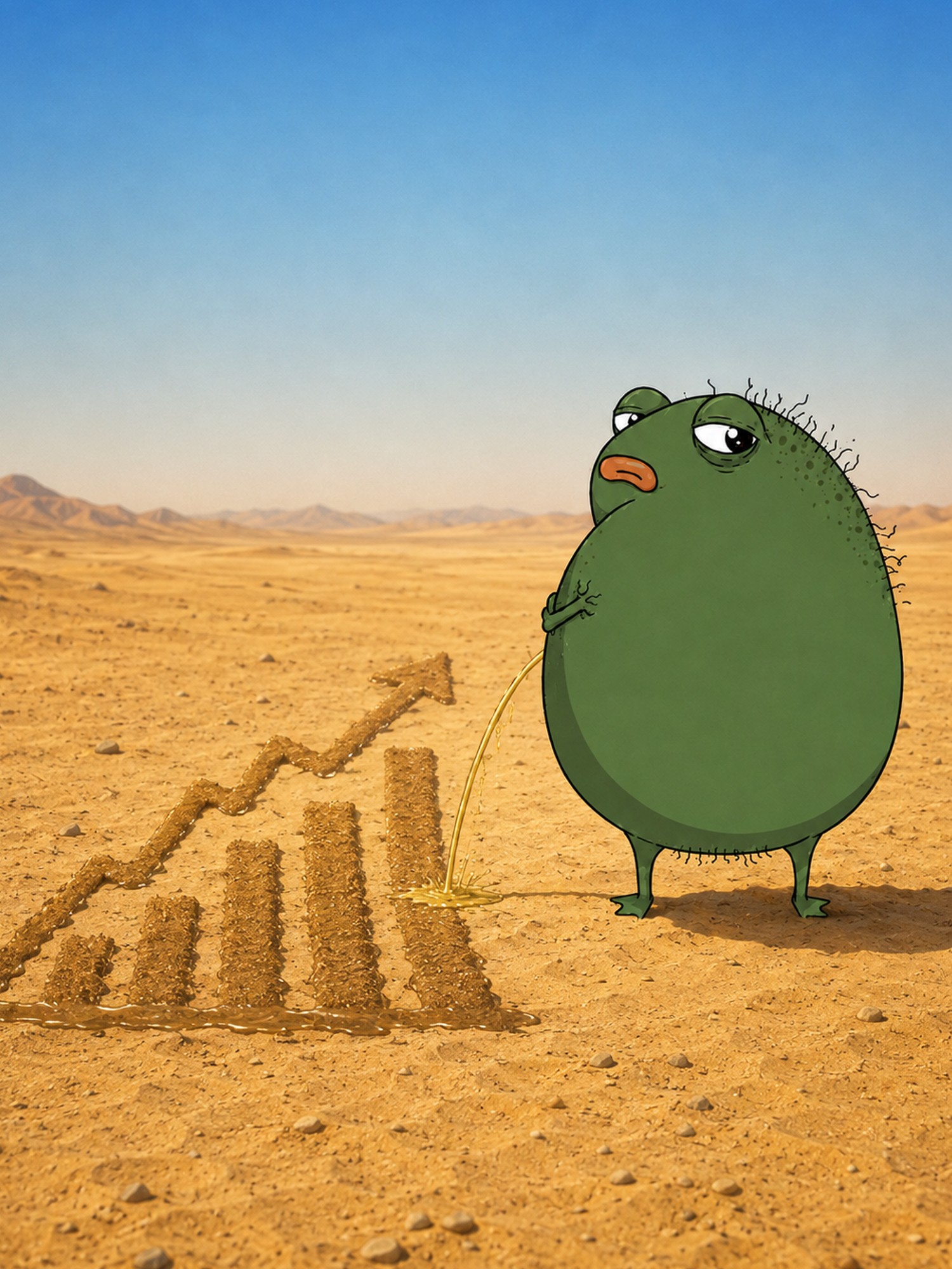 Pisstacio drawing a ridiculous chart in the desert